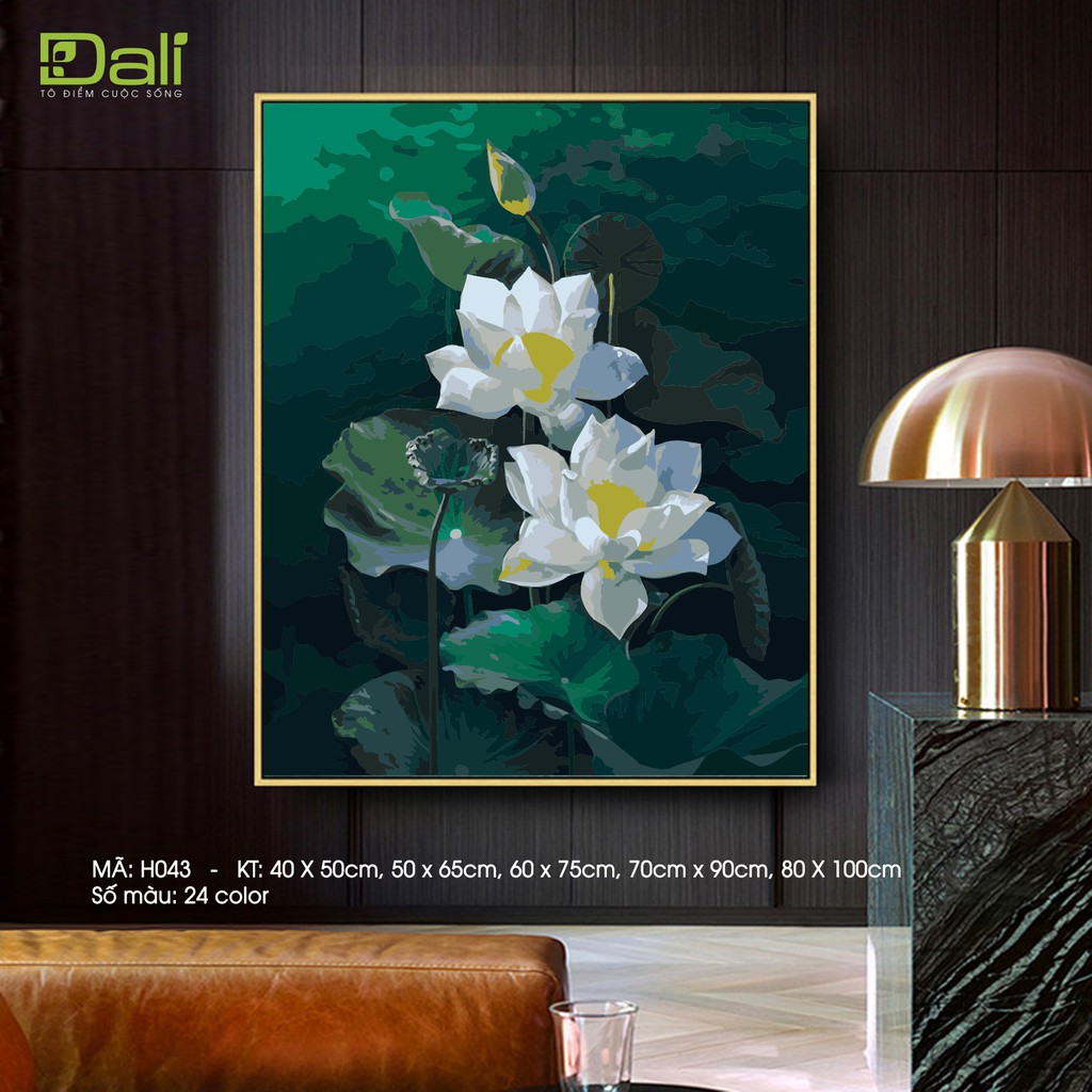 Tranh sơn dầu số hóa tranh hoa sen h043