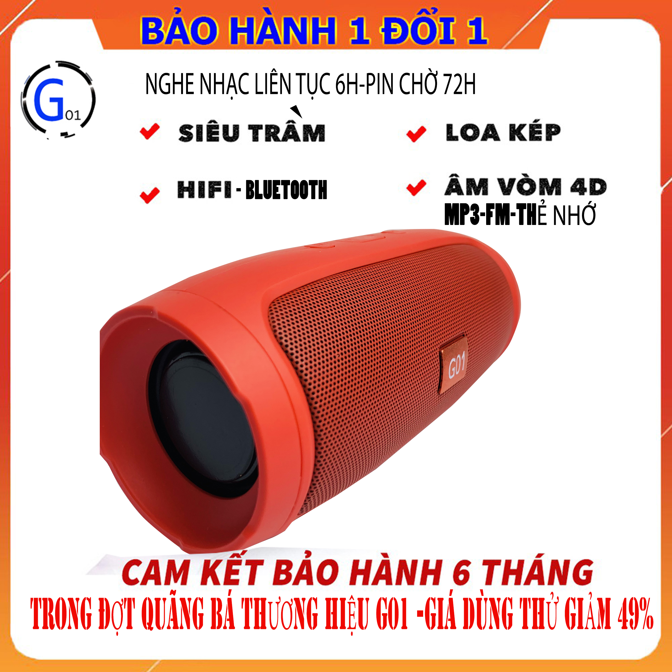 [HCM][SIÊU SALE ] LOA BLUETOOTH CHARGE MINI 3+ G01 - TẶNG THẺ NHỚ / USB / KẾT NỐI BLUETOOTH - PIN TRÂU 6000MaH SIÊU HAY NHÚNG NƯỚC ĐƯỢC - LOẠI I - BẢO HÀNH 6 THÁNG 1 ĐỔI 1