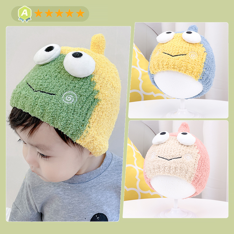 Mũ nón lông cừu dày dặn, ấm thiết kế 3D chú ếch dễ thương, mềm êm cho bé từ 0-1 tuổi phong cách Hàn Quốc HOT