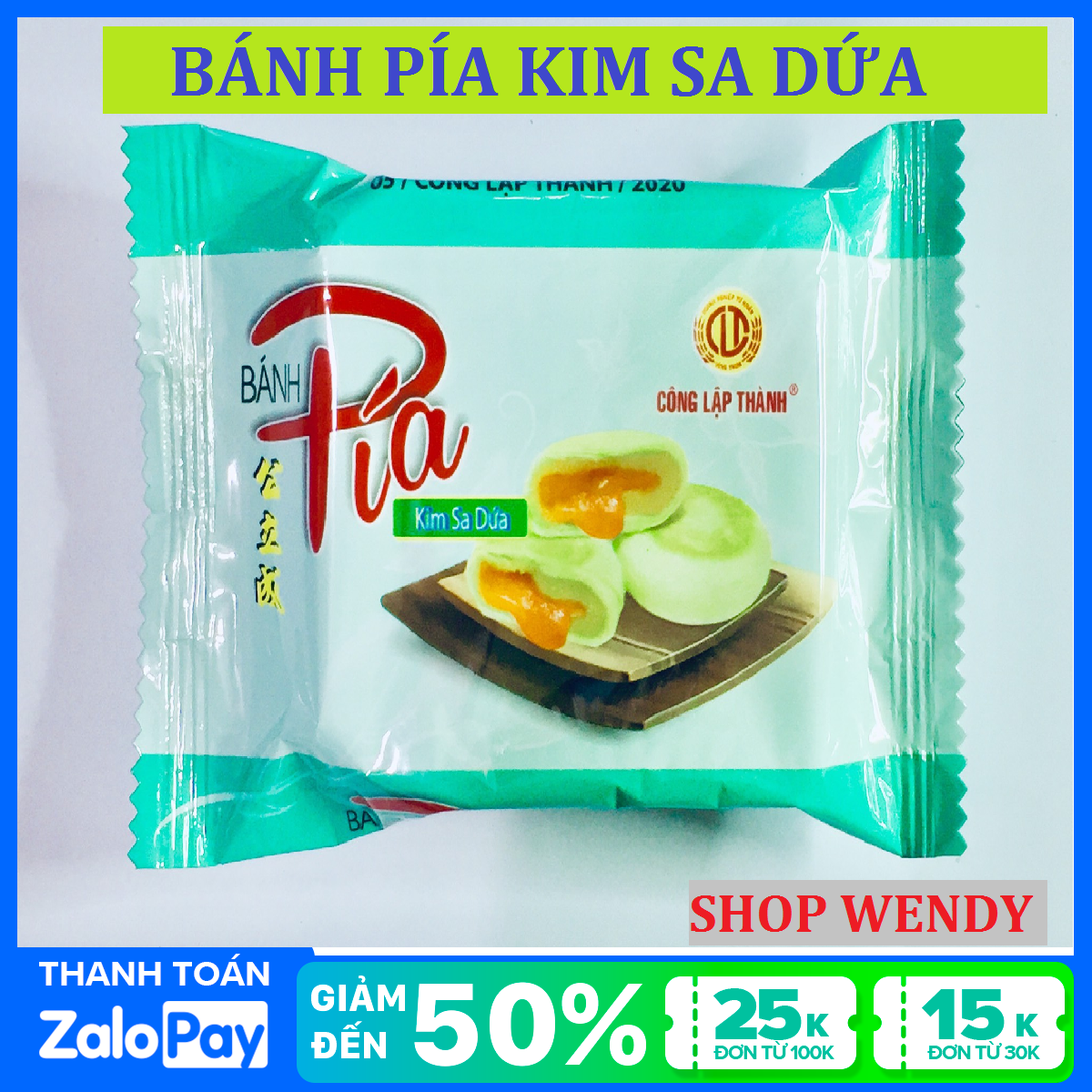 BÁNH PÍA KIM SA CÔNG LẬP THÀNH NHÂN DỨA VÀ TRỨNG MUỐI {40 GRAM}{ Bánh Trung Thu, Bánh Kẹo, Bánh Pía, Lạp Xưởng, Đặc Sản Sóc Trăng }