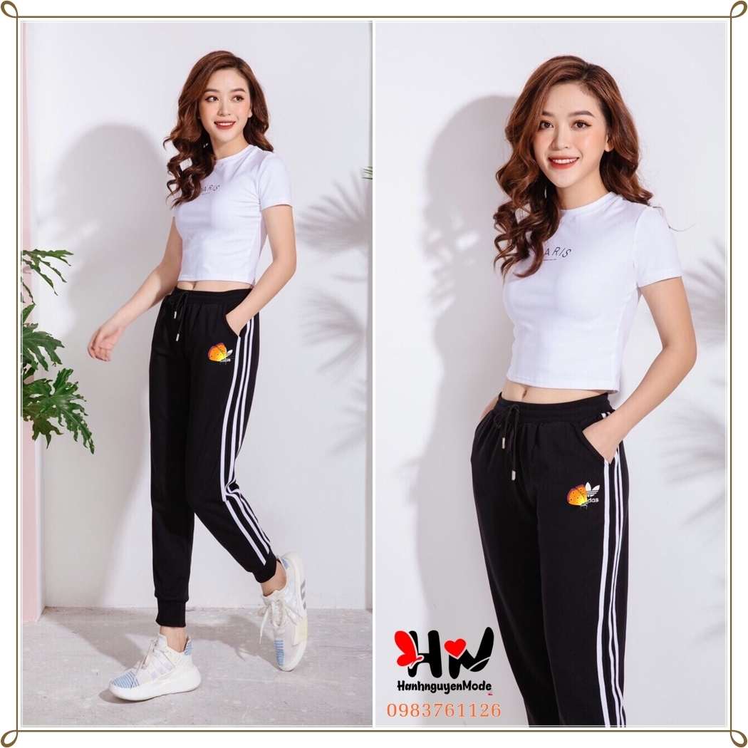 Quần jogger thể thao ba sọc nữ, quần jogger đẹp, quần thể thao nữ, quần thể dục nữ, quần bo gấu nữ, , hanhnguyenmode