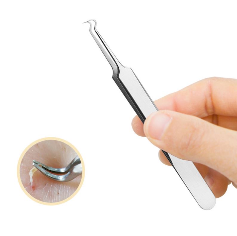 Nhíp gắp mụn bằng thép không gỉ đầu cong tiện dụng