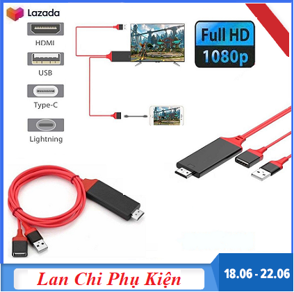 [HCM]ÁP HDMI ĐA NĂNG CHUYỂN TỪ ĐIỆN THOẠI RA TIVI HỖ TRỢ CẢ 3 CHÂN CẮM LIGHTNING-MICRO-TYPE C