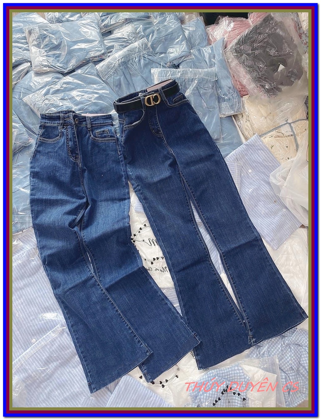 Quần jean nữ ỐNG LOE XANH ĐẬM siêu xịn chất jean giãn siêu đẹp quần bò chẩn 1.1C quần bò nữ mẫu mới