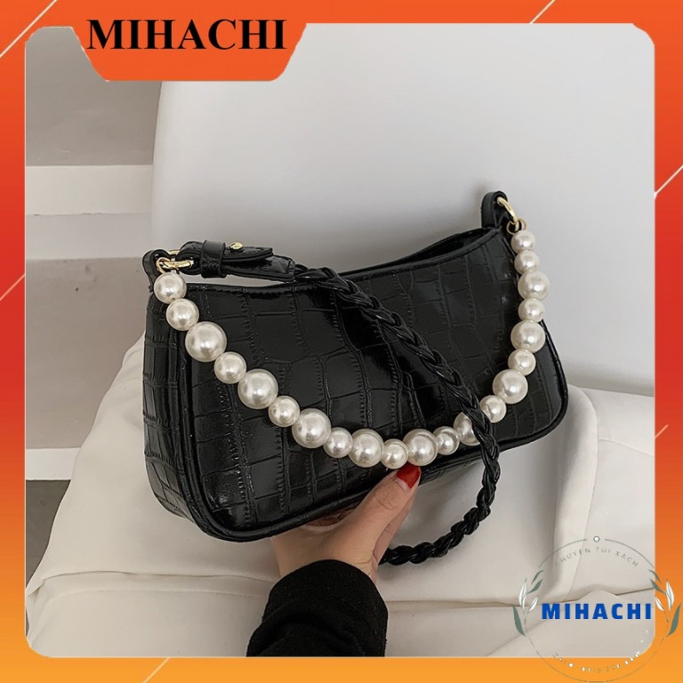 Túi Xách Nữ Kẹp Nách Dây Da Kèm Ngọc Thời Trang Cao Cấp Đi Chơi Dự Tiệc Công Sở Cá Tính Đẹp - TDC122