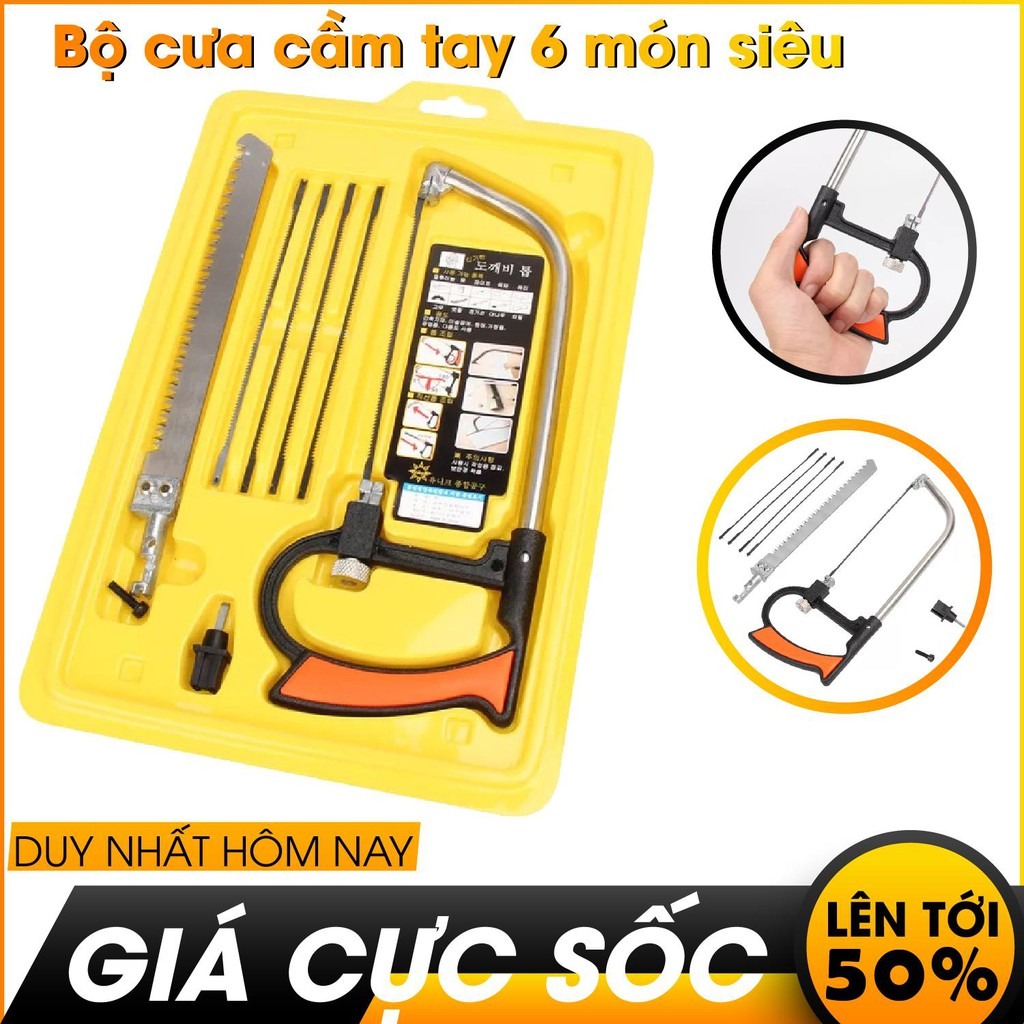 [Tặng kèm thước dây] Bộ cưa cầm tay đa năng 6 lưỡi - Bộ cưa cầm tay 6 món chuyên dụng - Loại to, nhanh chóng, tiện dụng, chuyên nghiệp