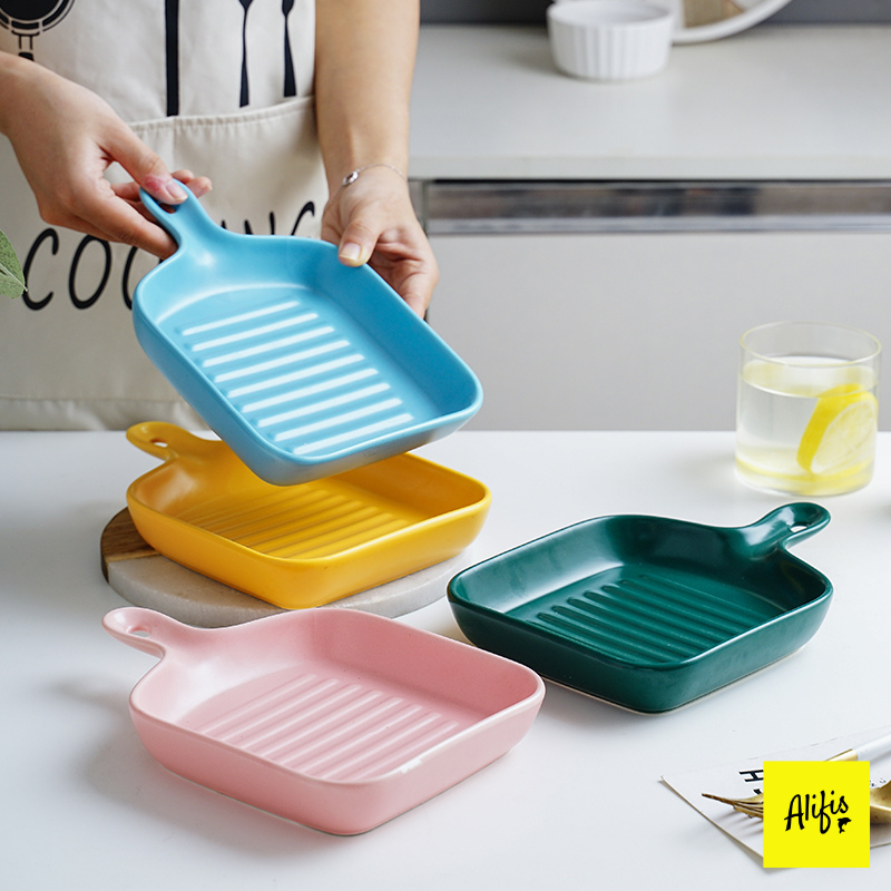 Khay nướng, thố nướng vuông có tay cầm dùng cho lò nướng và decor size 21.5cm
