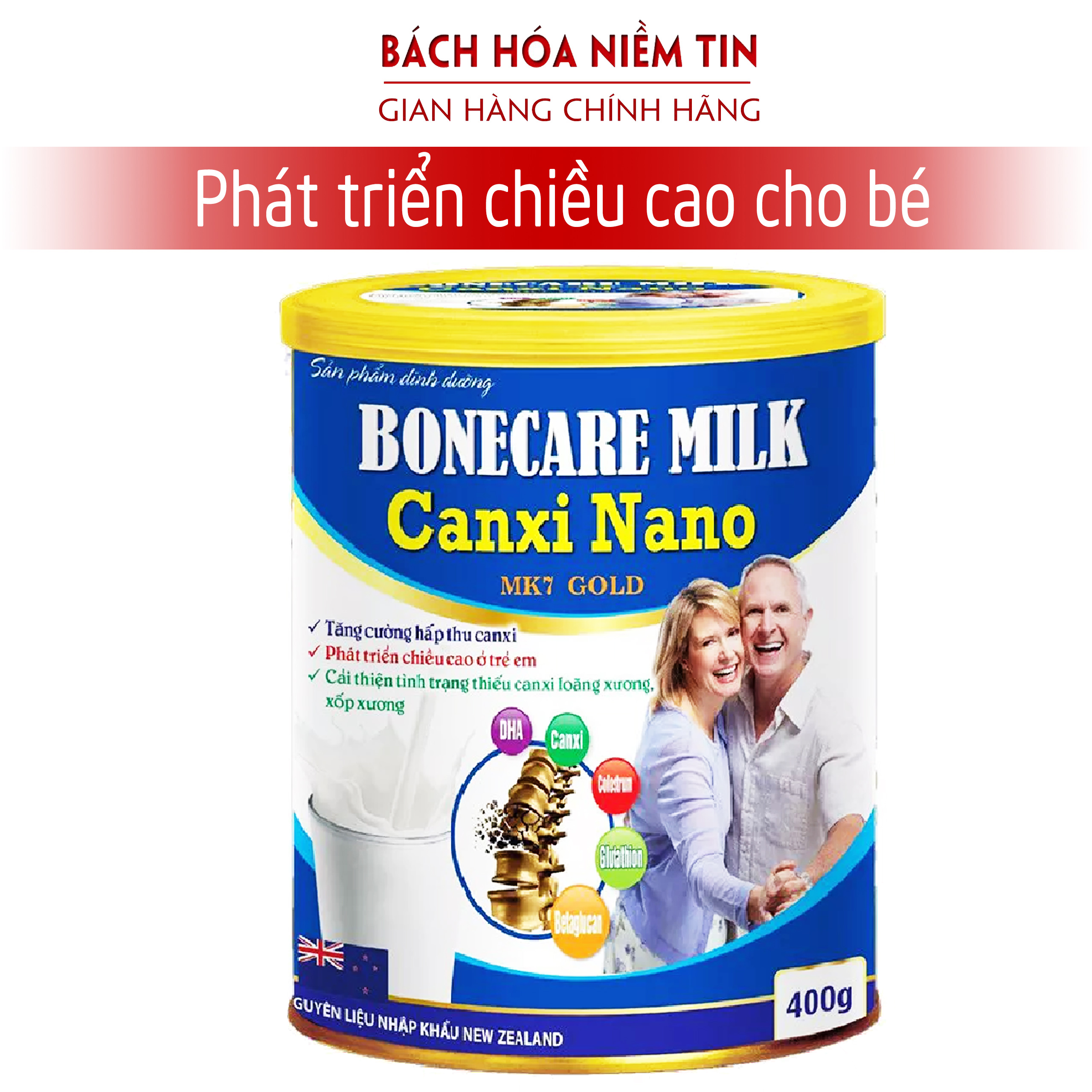 Sữa bột Boncare Milk Canxi Nano MK7 hấp thu canxi tăng chiều cao, chắc khỏe xương khớp - Hàng chính hãng