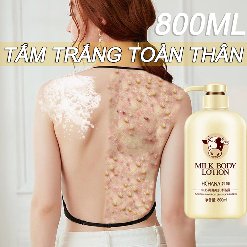 Sữa tắm trắng da sữa tắm dưỡng ẩm Sữa Dưỡng thể làm trắng da 800ML Sữa tắm sữa Loại bỏ hắc tố trên toàn cơ thể ,Sửa chữa thuộc da và ​làm trắng,Làm trắng vĩnh viễn Hương thơm lâu dài