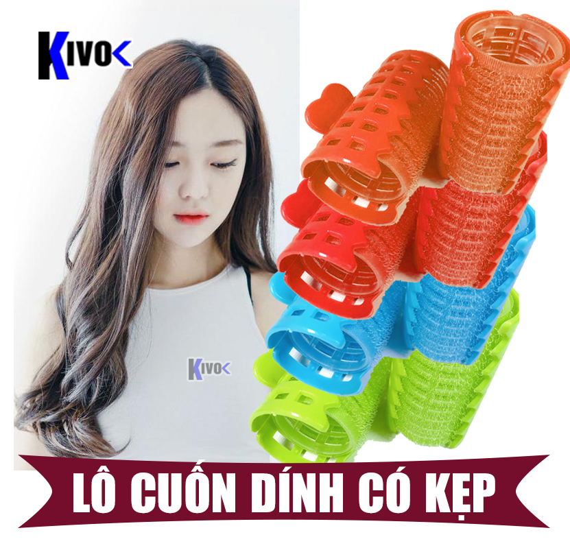 1 Bộ Lô Uốn Tóc Tự Dính Có Kẹp - Tạo Kiểu Tóc Phồng Xoăn Gợn Sóng - Lô Cuốn Tóc Không Dùng Nhiệt - Dụng Cụ Làm Tóc Tạo Kiểu - Kivo