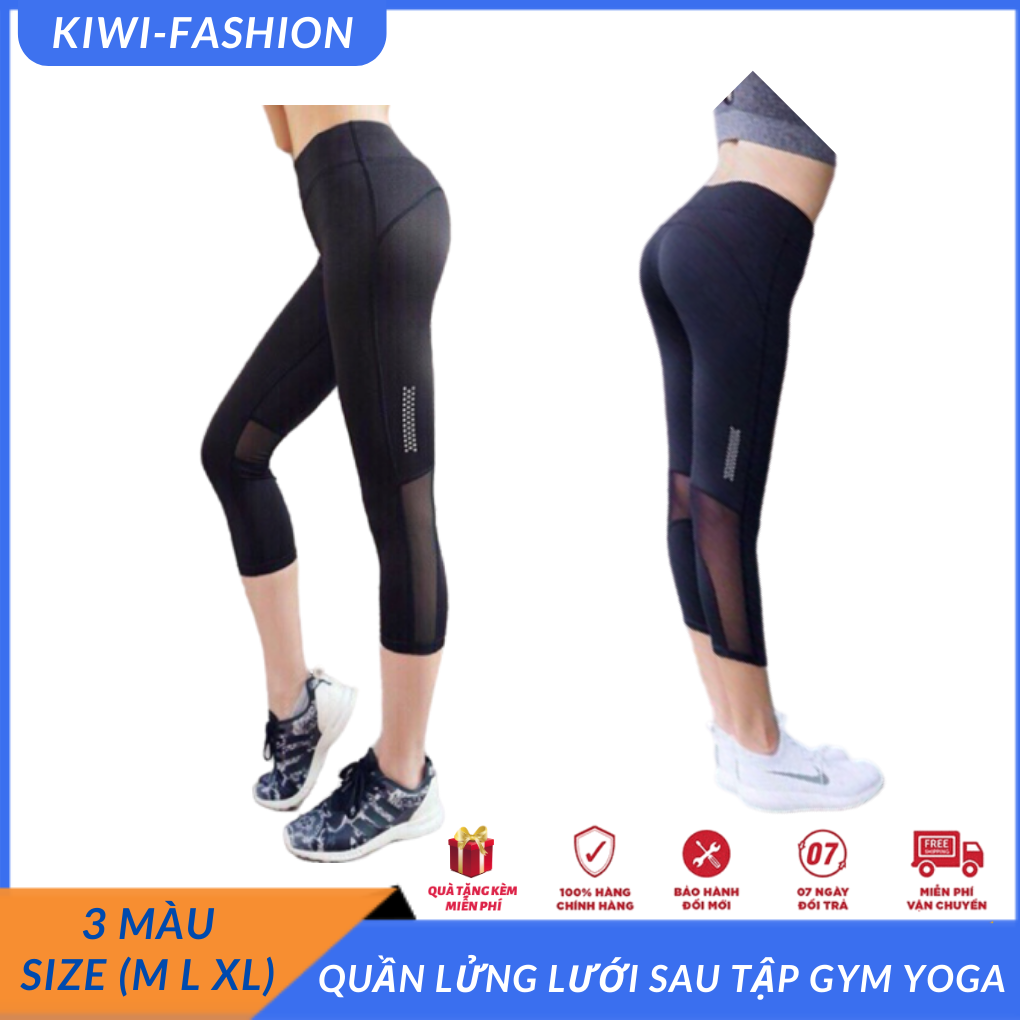 Quần lửng phối lưới sau tập gym yoga dễ dàng thoải mái trang phục thể thao-CR015