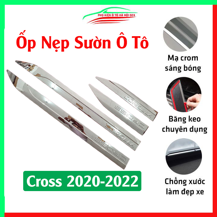 Bộ ốp nẹp sườn, nẹp hông xe ô tô Toyota Cross 2020-2022 Bản To Cao Cấp mạ crom, trang trí bảo vệ cửa xe hơi