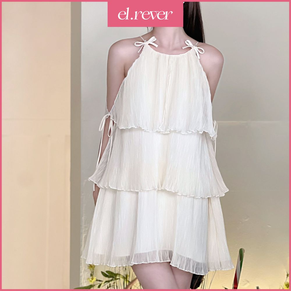 El.rêver - đầm xếp ly tầng nữ tính - màu kem - 1023d98