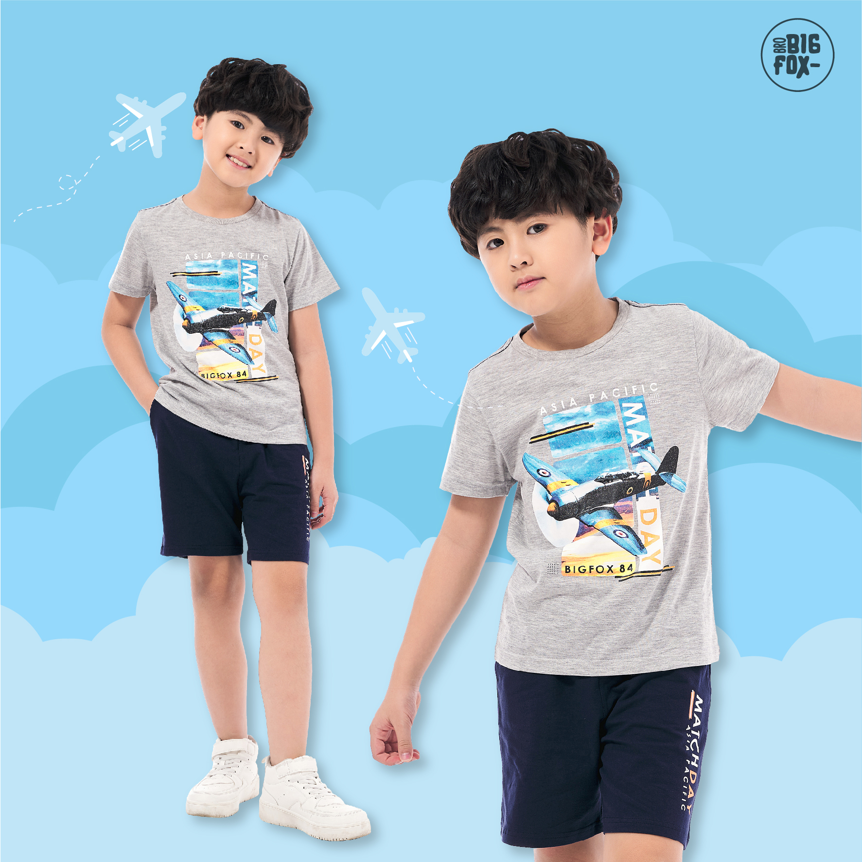 Bộ bé trai size đại, bộ đồ cộc tay cho bé chất cotton phong cách Âu Mỹ hình in Match day 11 – 40 QATE