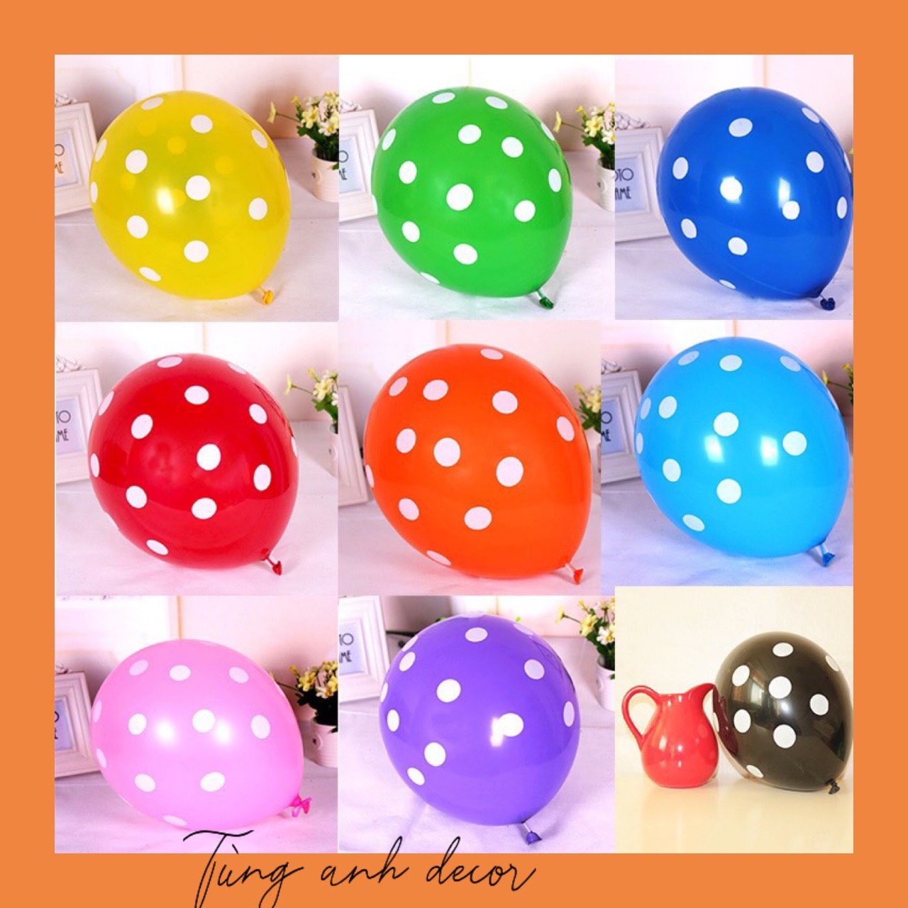 Combo 10/20/30 quả bóng bay chấm bi đủ màu trang trí sinh nhật HH001