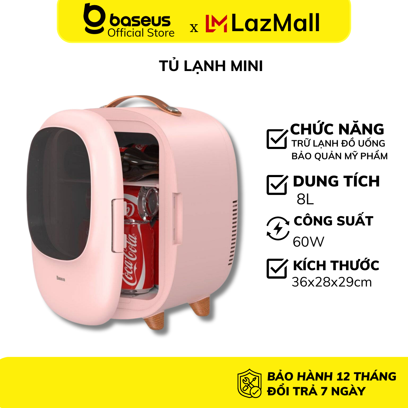 THU THẬP VOUCHER GIẢM 10 Tủ lạnh mini Baseus dung tích 8L hai chế độ nóng / lạnh Bảo quản mỹ phẩm đồ uống dễ dàng mang đi du lịch