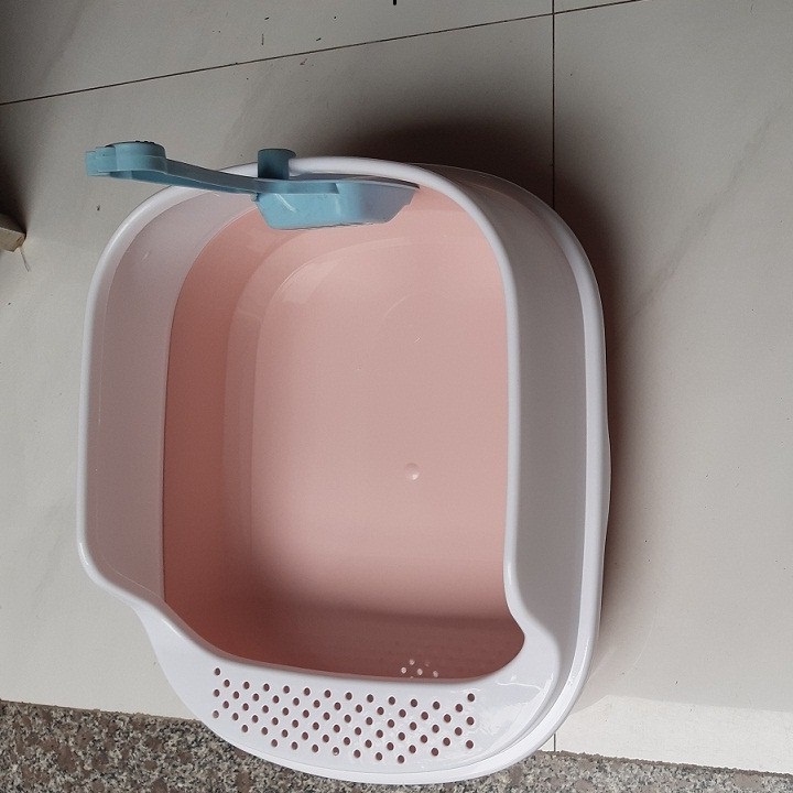 Khay vệ sinh cho mèo, Khay vệ sinh mèo kích thước 48x40x20cm tặng xẻng