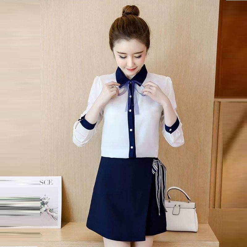Áo sơ mi cổ kèm nơ t-sm0kn2