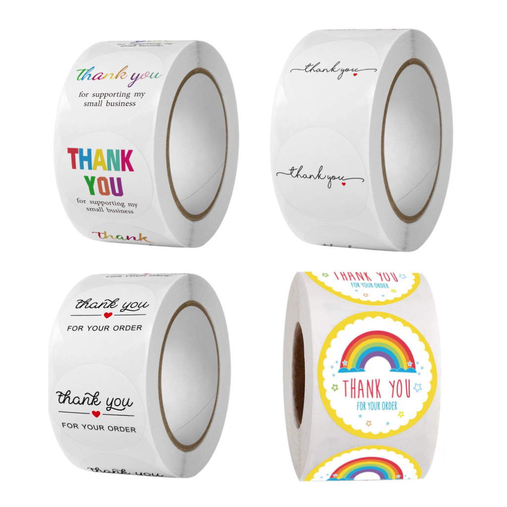 Nhãn dán cảm ơn, tem Thank you, sticker thank you kiểu dáng vintage đơn giản đáng yêu
