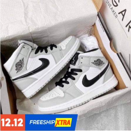 Giày thể thao jd xám cao cổ, giày air jordan xám cao full box