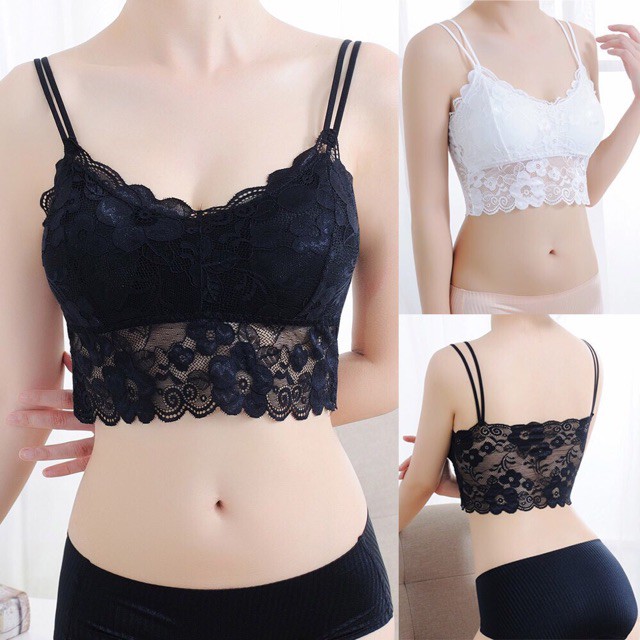 Áo Bra Ren Dáng Lửng croptop Mềm Mại Nữ Tính Quyến Rũ