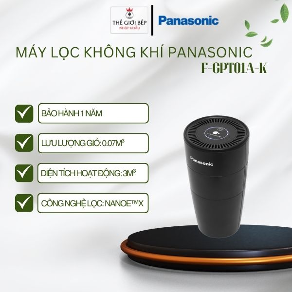 Panasonic F-Gpt01A-K Air Purifier, for Cars, Nanoe Technology ™ X, Deodorizes & Kills Bacteria - Bnk Giá 3,629,500 Đồng*Miễn phí vận chuyển