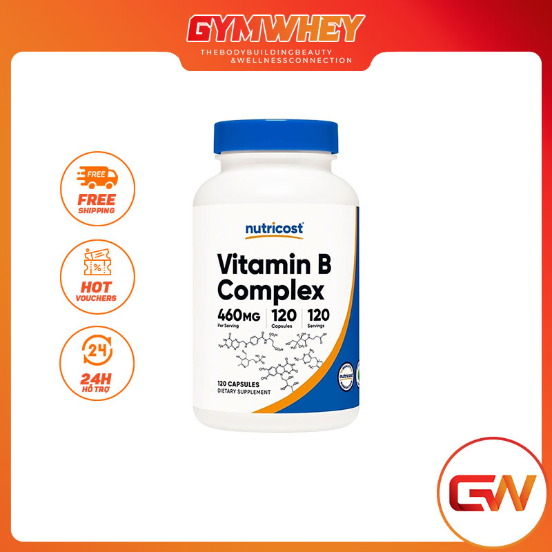 VOUCHER 50K Nutricost Vitamin B Complex 460mg Viên Uống Bổ Sung Vitamin