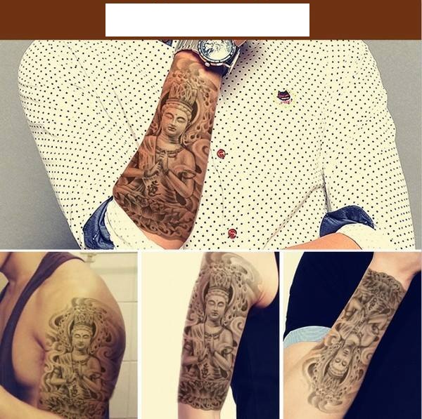 SET 4 TẤM HÌNH XĂM DÁN TO ĐẸP KÍCH THƯỚC 15 x 22 CM DÀNH CHO NAM (phật + cá chép + mặt quỷ + đầu lâu)