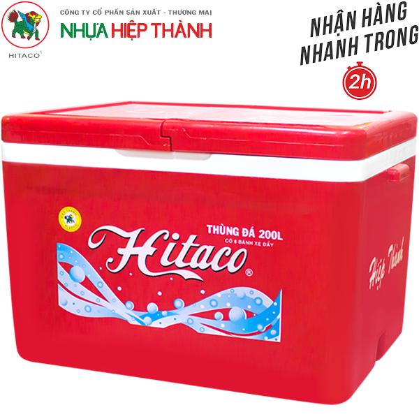[HCM]THÙNG ĐÁ HITACO 200 LÍT   HIỆP THÀNH CAO CẤP-Kích thước: 95.6 x 64.0 x H 64.0 CM-GIAO NHANH 2H/ Công nghệ giữ lạnh tiên tiến với foam được bơm trực tiếp vào thành bình. Cho khả năng giữa lạnh lên đến 36h/ Có vòi rót tiện lợi.