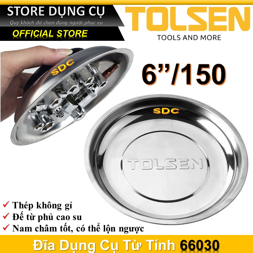 Đĩa dụng cụ từ tính, khay nam châm 6"/150mm Tolsen 66030 | Khay đựng ốc vít, bu lông, đai ốc có từ tính