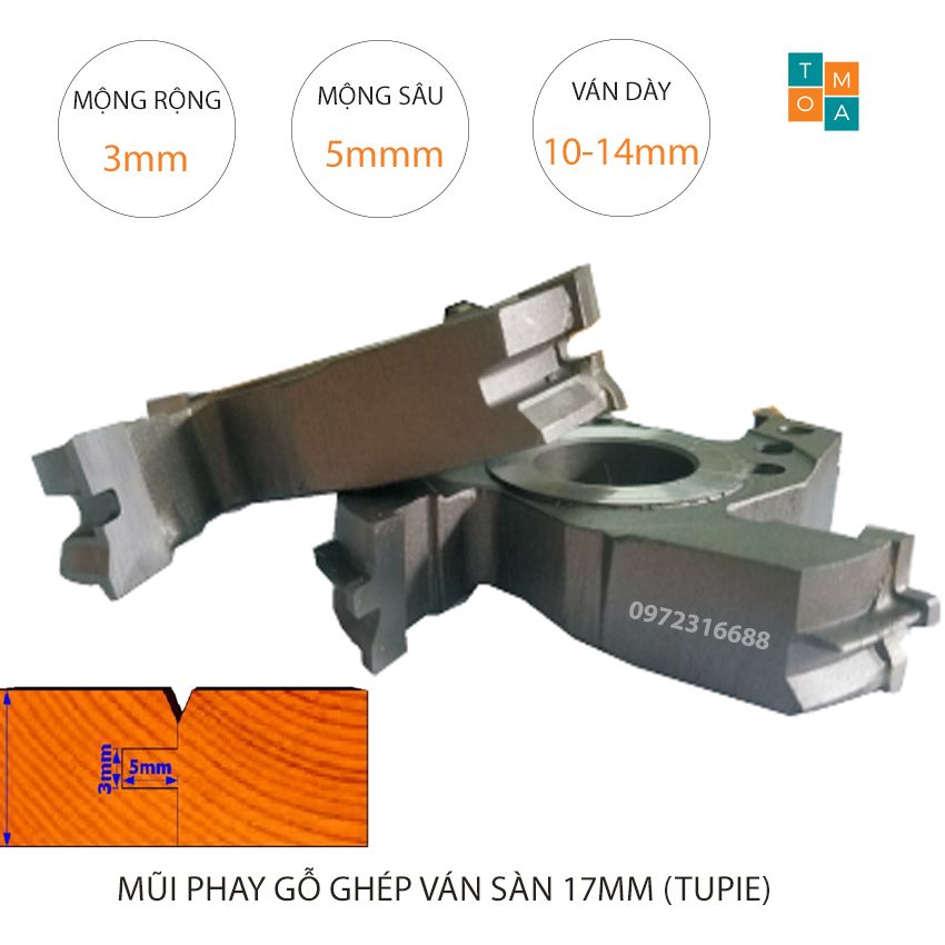 Mũi phay gỗ ghép ván sàn 17mm - mũi soi gỗ trục đứng, trục 25.4mm hoặc 30mm