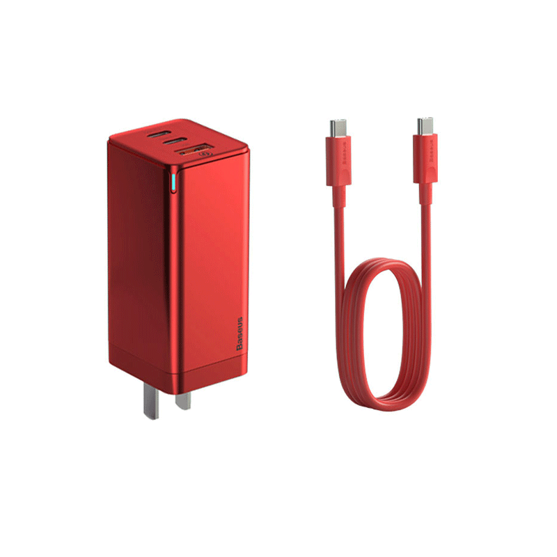 Củ sạc nhanh baseus gan pps 65w usb / 2x usb loại c qc 3.0 cấp điện scp fcp afc đỏ
