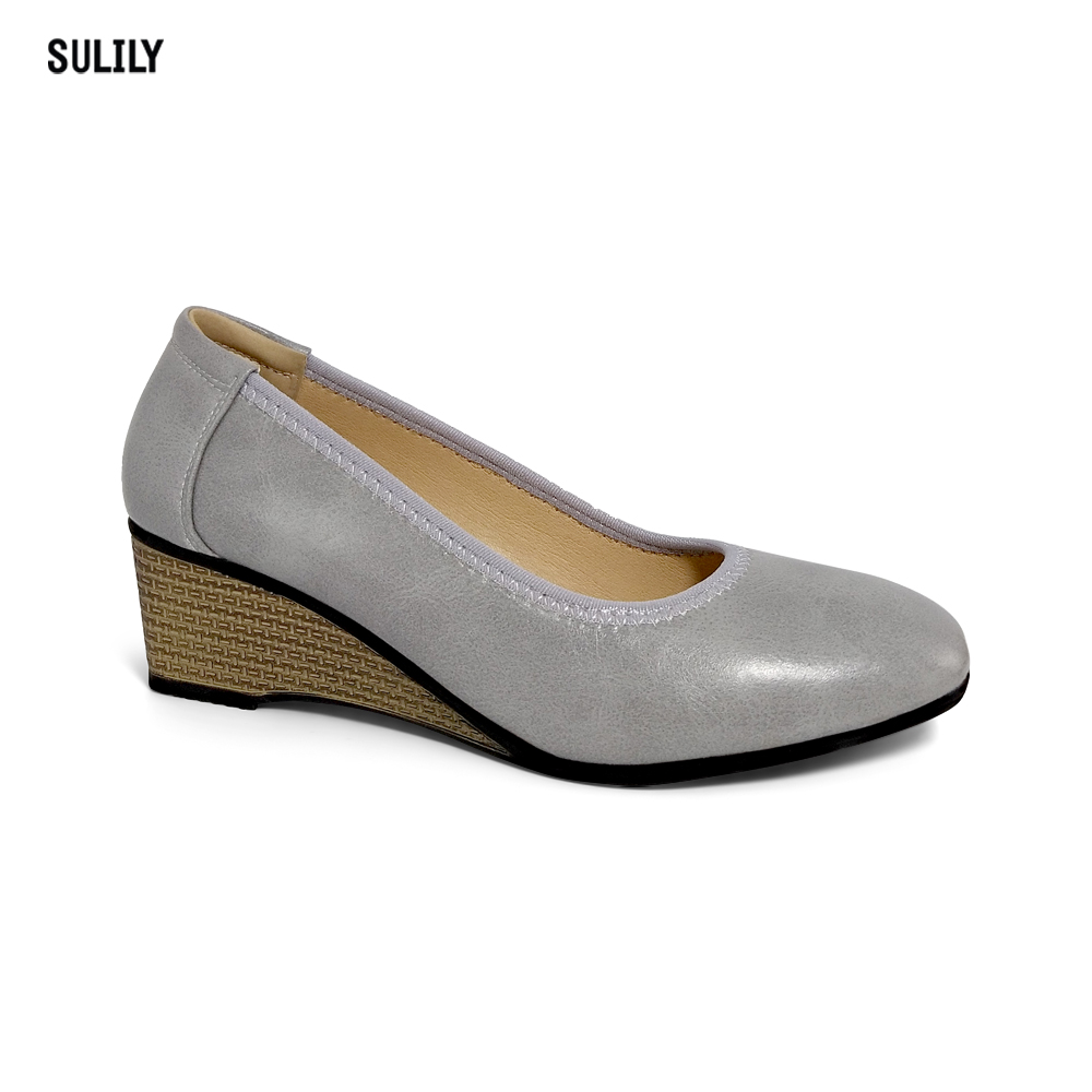 Giày búp bê đế xuồng da thật ad by sulily cao 5cm mang êm chân