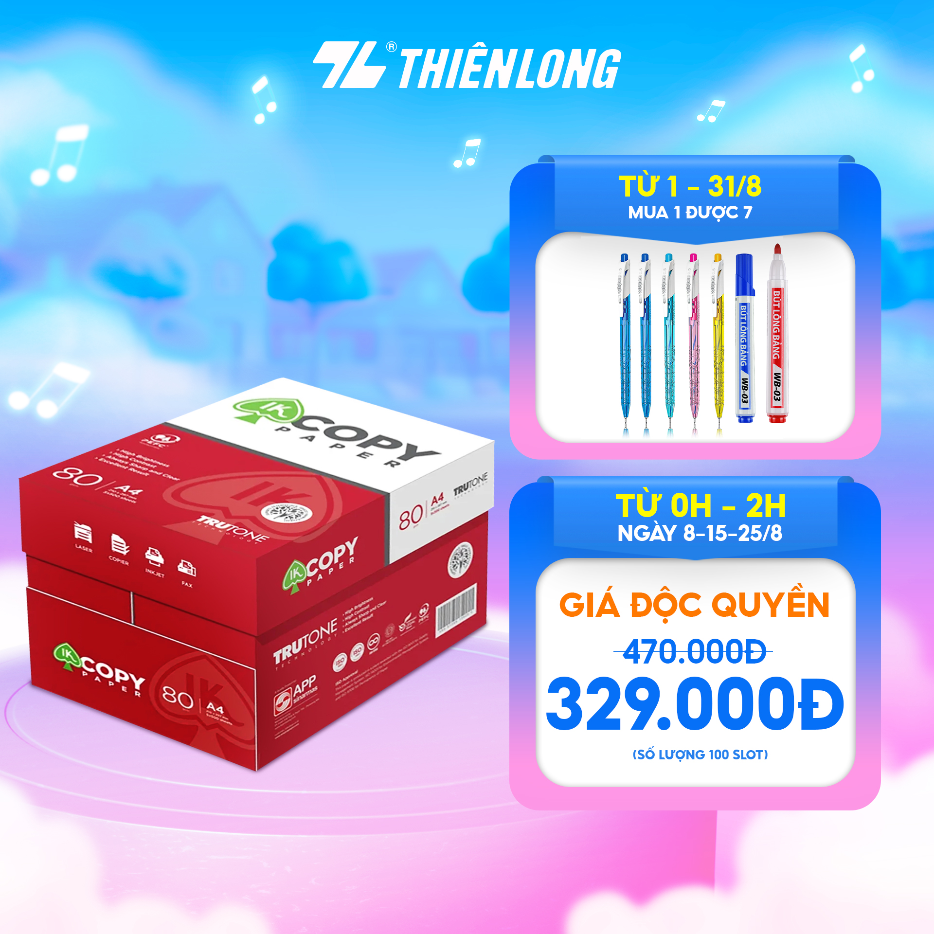 Combo 5 Ream giấy in A4, giấy photo IK Copy 80gsm độ dày cao, đều màu không gợn sóng, nhập khẩu Indonesia 500 tờ/Ream