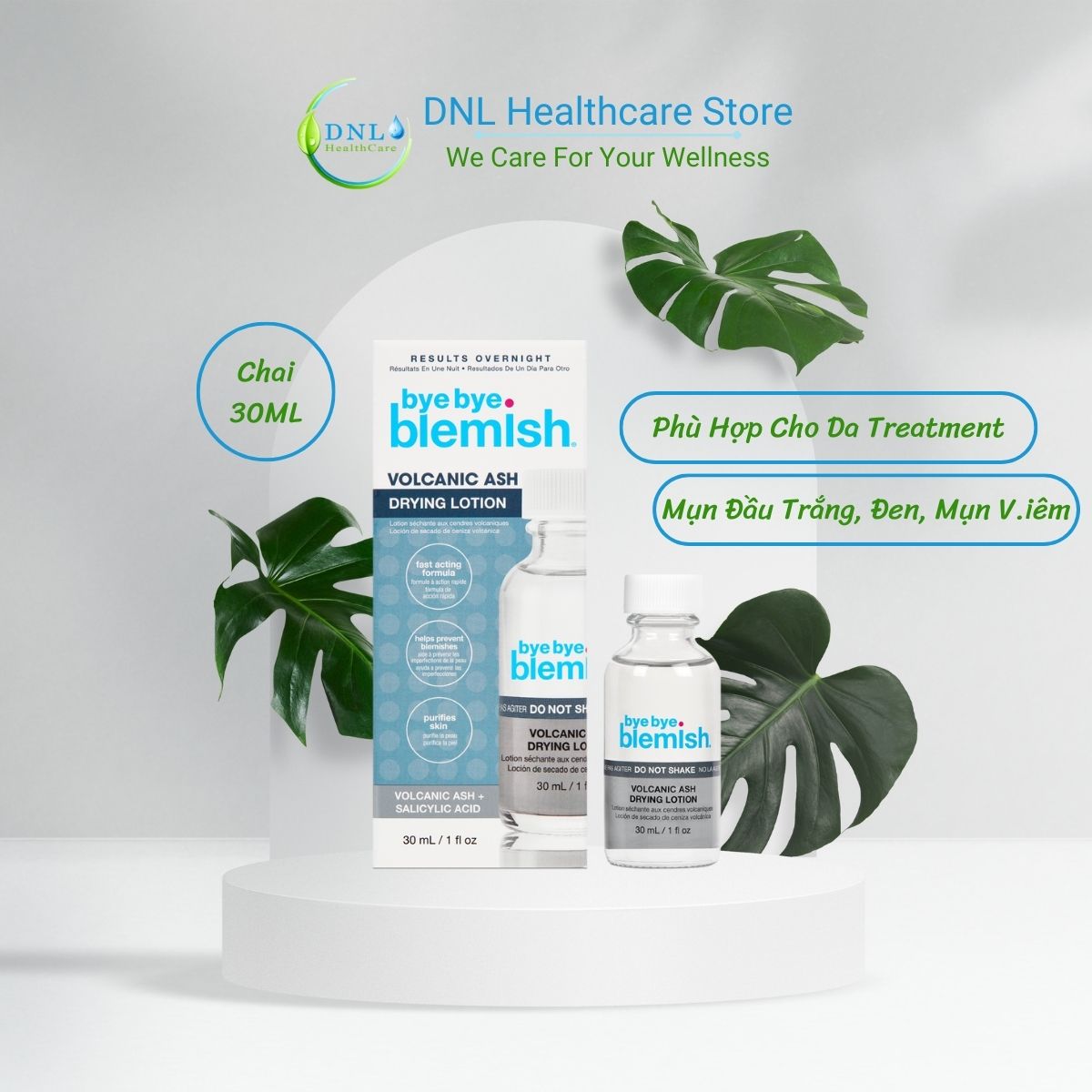 Lotion Chấm Mụn Tro Núi Lửa Giảm Mụn Nhanh Sau 1 Đêm Dành Cho Mụn Trắng, Sưng Đỏ Bye Bye Blemish Volcanic Ash Drying Lot