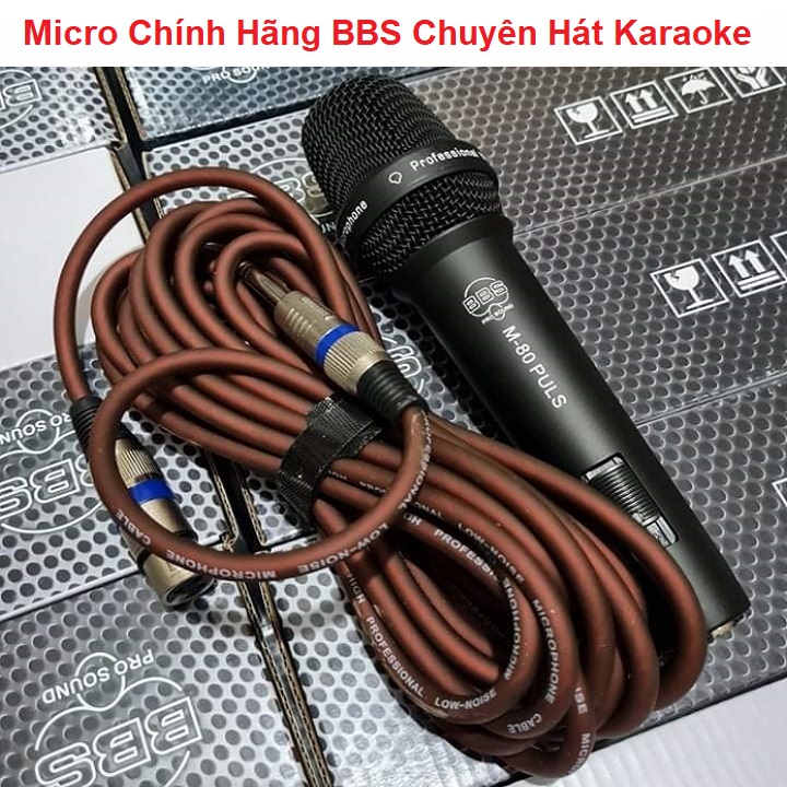 Micro có dây hãng bbs, model m-80puls, chuyên hát karaoke gia đình, sang trọng, chắc chắn, đầm tay - siêu bền - lắp amply karaoke - loa kéo
