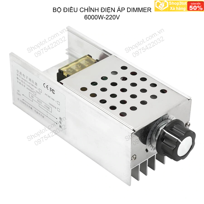 Bộ chiết áp (dimmer) DIM.6000W-220V cho quạt sưởi, ánh sáng, động cơ (Hà Nội-hàng có sẵn)