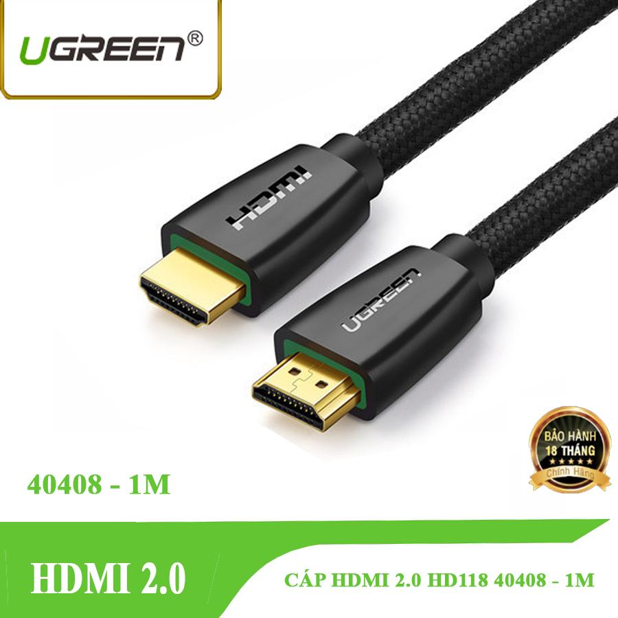 Cáp hdmi 2.0 hỗ trợ 3d 4k ugreen hd118 40408 - dài 1m