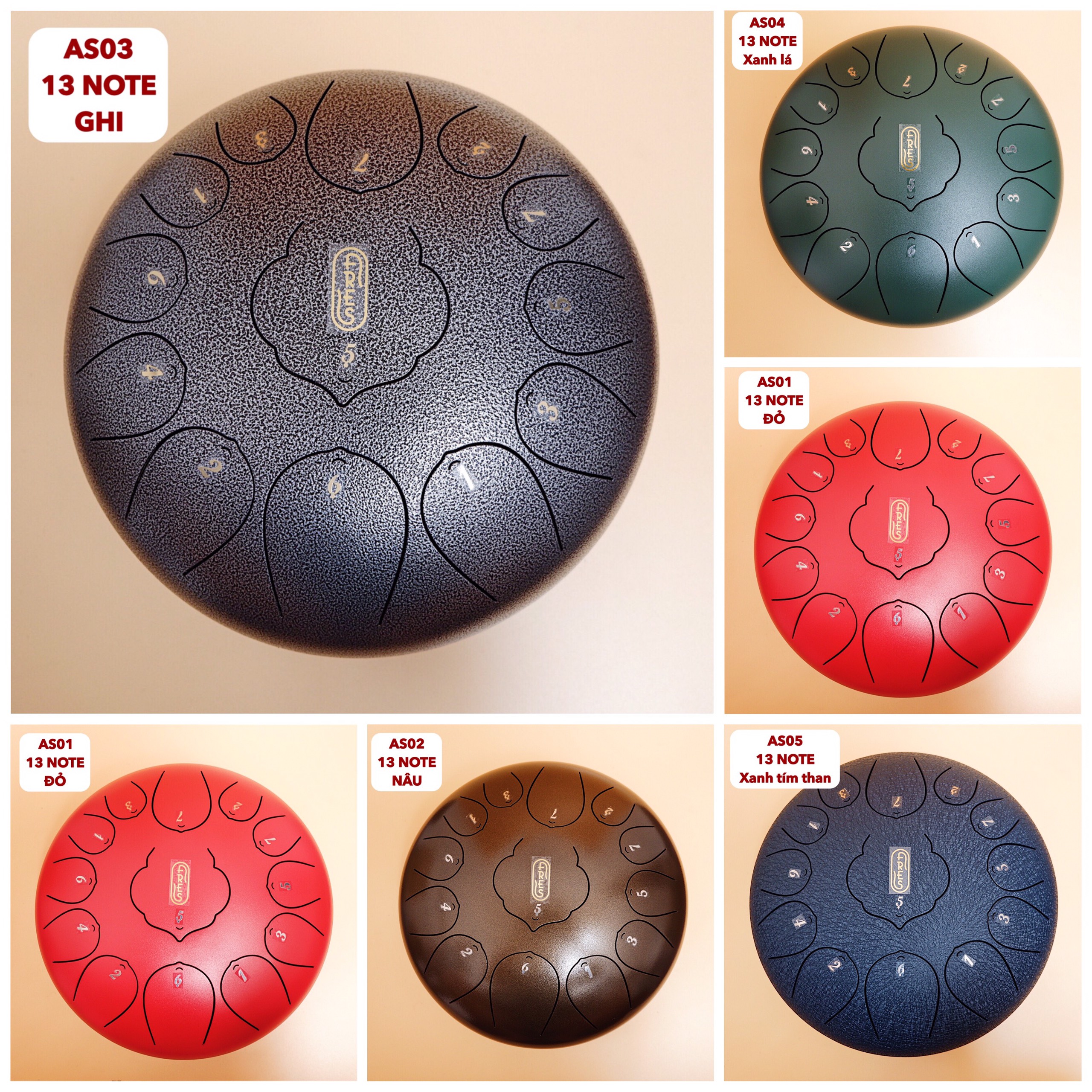 Trống Tank Drum -Steel Tongue Drum-Trống Không Linh 13 NOTE ARES