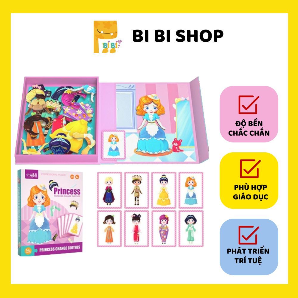 Bộ ghép hình nam châm chủ đề nghề nghiệp, thời trang, giao thông bằng gỗ giáo dục trẻ em