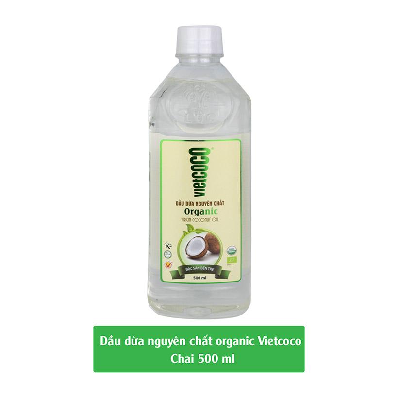 Dầu dừa nguyên chất Organic Vietcoco chai pet 500ml