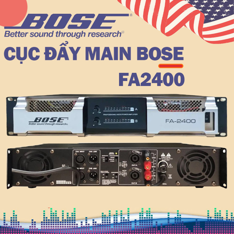 HÀNG CHÍNH HÃNG | Cục đẩy Main Bose FA2400 - 24 Sò Sử Dụng Cho Đôi Loa 50 Hoặc 60 Chất Lượng,công suất từ ​​600-800W/1 kênh x2