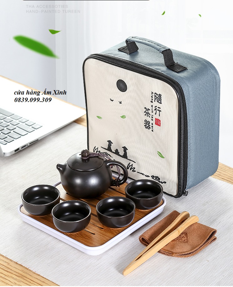 Bộ ấm chén sứ pha trà du lịch