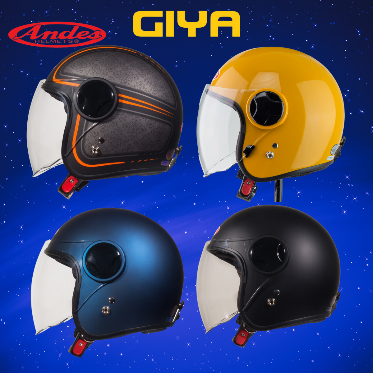 Mũ bảo hiểm xe máy 3/4 ANDES 382H có kính, tháo lót dễ dàng, nón bảo hiểm xe máy nam nữ freesize - Giya Helmet