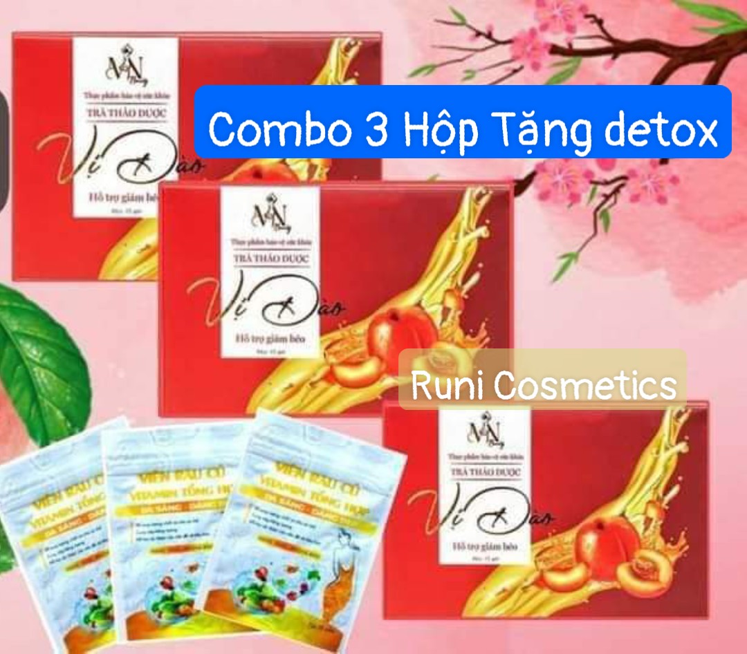 Combo 3 HộpTrà Đào Giảm Cân X3 Đông Anh Tặng Kèm Detox chính hãng công ty Đông Anh - trà thảo dược vị đào giảm béo