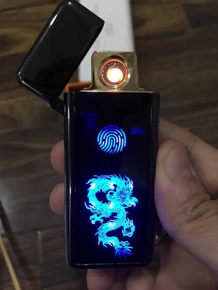 [HCM]Bật lửa hột quẹt sạc điện cảm ứng dấu vân tay hình rồng nỗi (cầm bao mê)