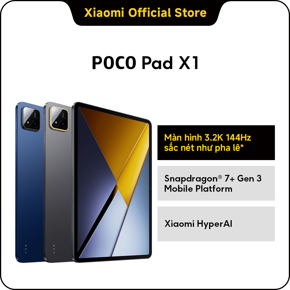 Máy tính bảng POCO Pad X1 (8+512GB)| Màn hình 3.2K 144Hz sắc nét| Pin dung lượng lớn 8850mAh