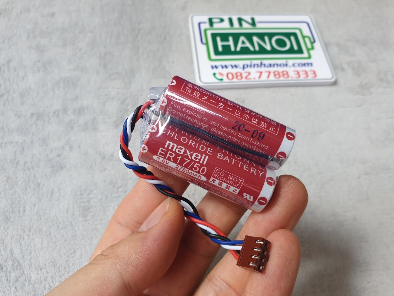 Pin ghép 2 pin plc maxell er17/50 3.6v dây cắm 4 chân