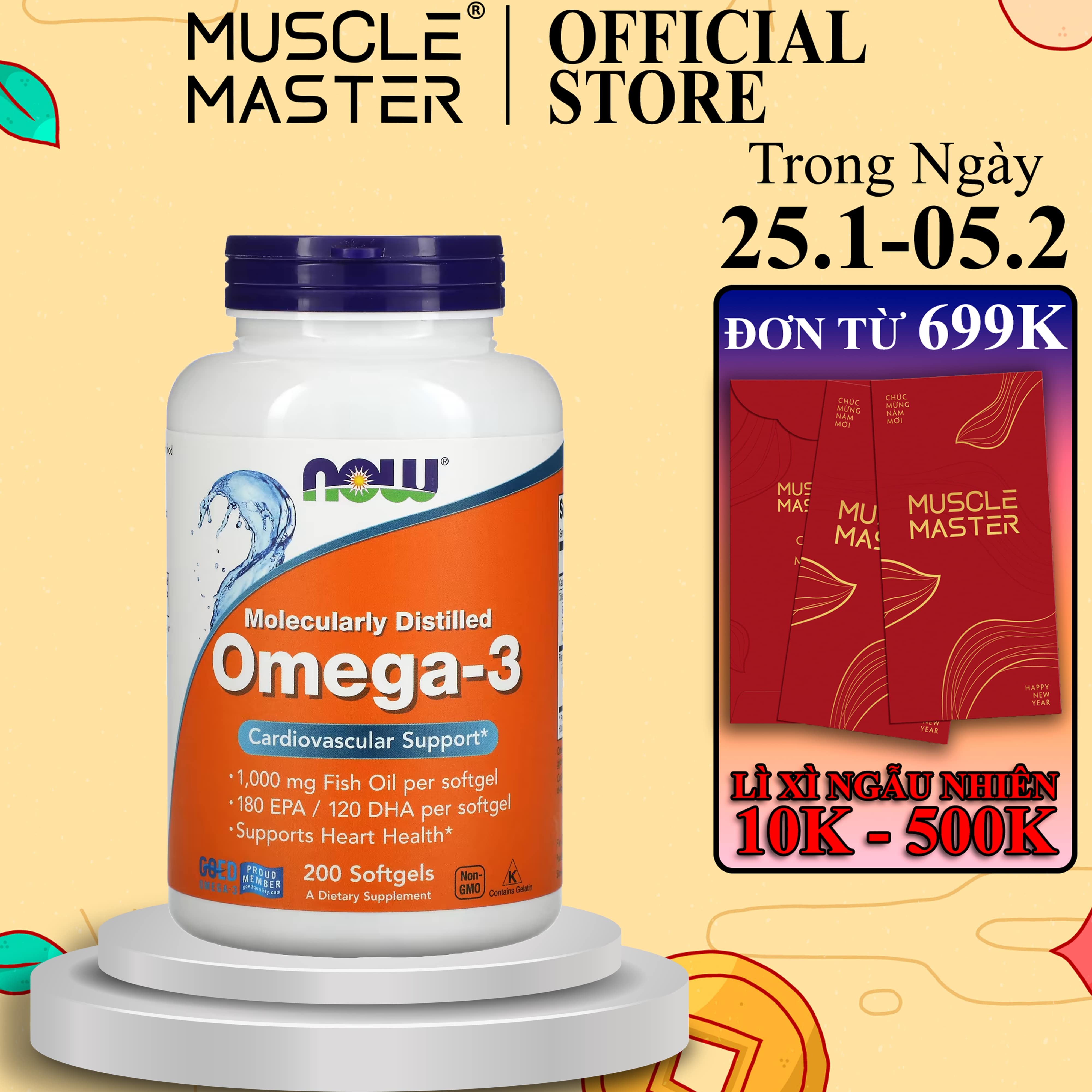 Thực Phẩm Bổ Sung Dầu Cá Now Omega 3 200 Viên