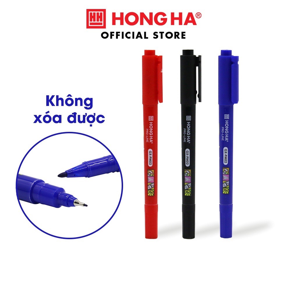 Hộp 12 cây bút lông dầu cd 2 đầu hồng hà gx-pm02 mã 6669